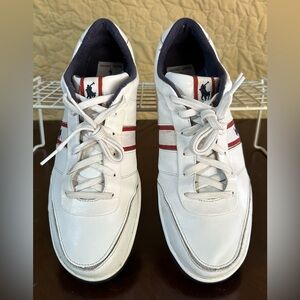 Polo Ralph Lauren RL Court Athletic White Leather Sneakers Shoes Mens Size 13